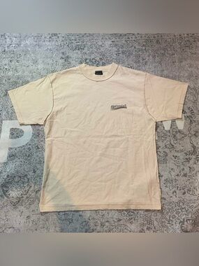 Balenciaga Cream Logo Short-Sleeve Tee